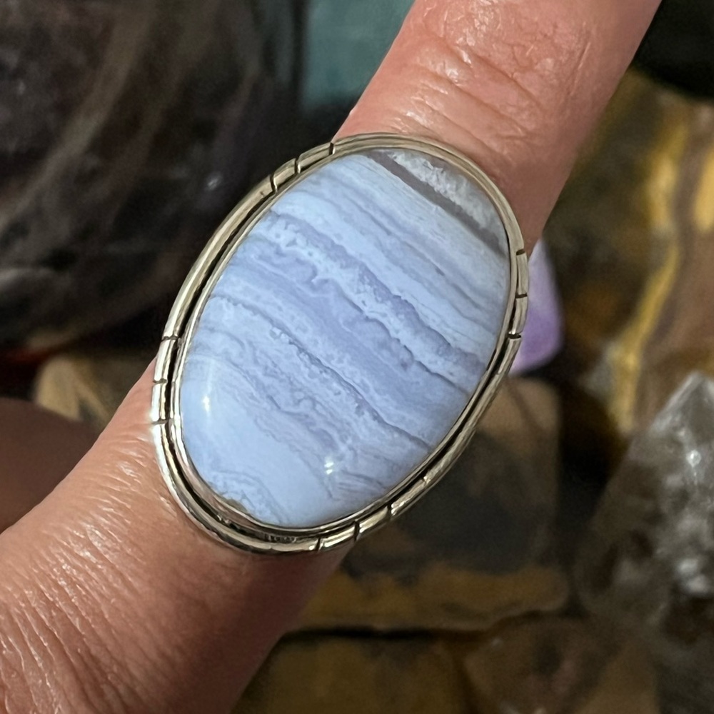 Sterling Silver Blue Lace Agate Ring